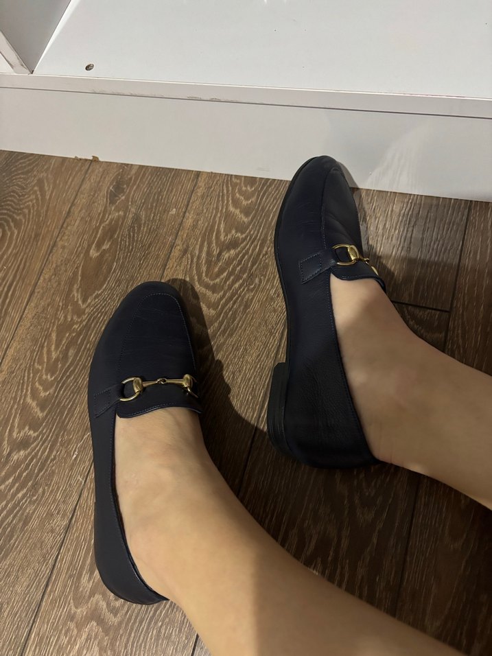 Kadın lacivert Deri Tokalı Loafer - Görsel 2