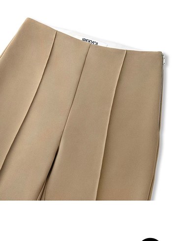 Bej Midi Kadın Kumaş Pantolon - Görsel 2