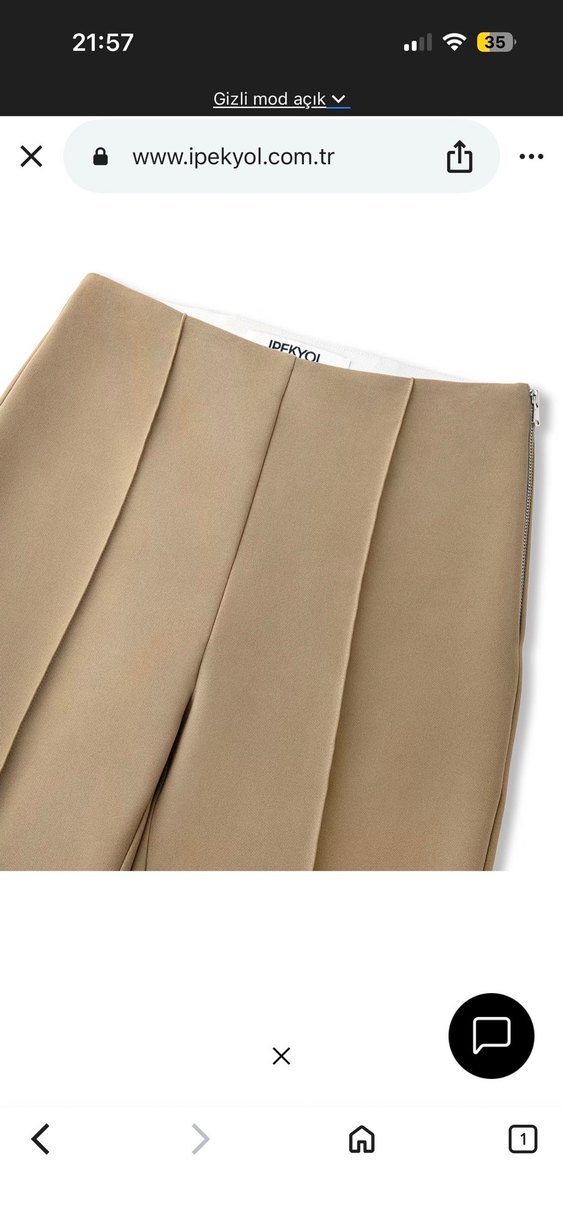 Bej Midi Kadın Kumaş Pantolon - Görsel 2