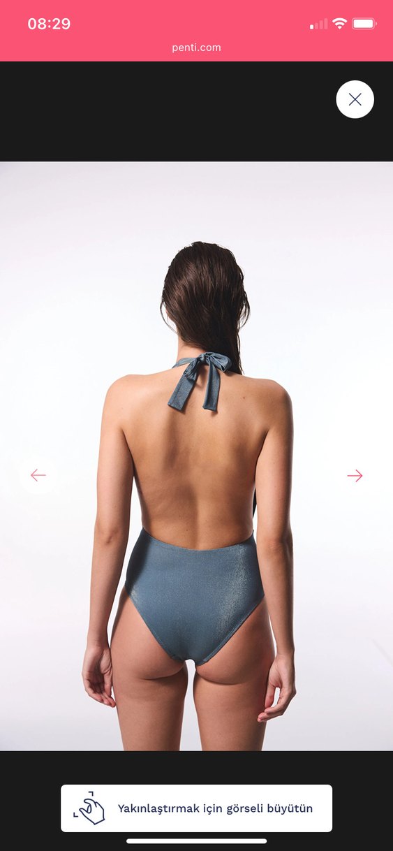 Gri Bel Detaylı Kadın Mayo - Görsel 3