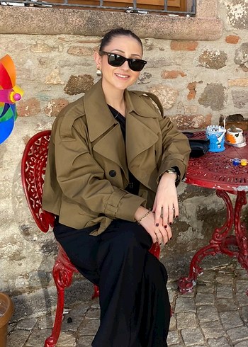 Kemerli Haki Midi Kadın Trençkot - Görsel 2