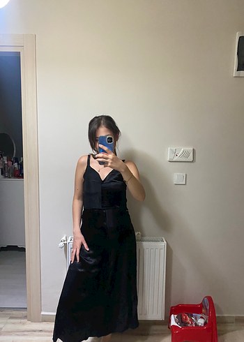 Siyah Straplez Midi Kadın Elbise