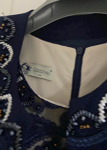 Lacivert Dantel Detaylı Mini Elbise - Görsel 5