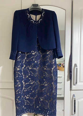 Lacivert Dantel Detaylı Mini Elbise - Görsel 3