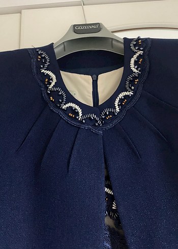 Lacivert Dantel Detaylı Mini Elbise - Görsel 6