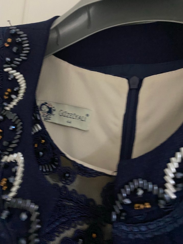 Lacivert Dantel Detaylı Mini Elbise - Görsel 5