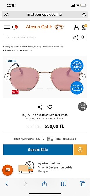 Ray Ban Rayban pembe ayna camlı gözlük