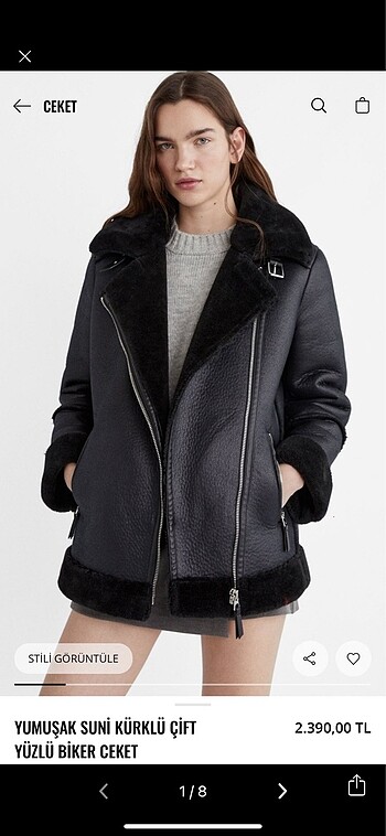 Stradivarius suni kürklü biker mont