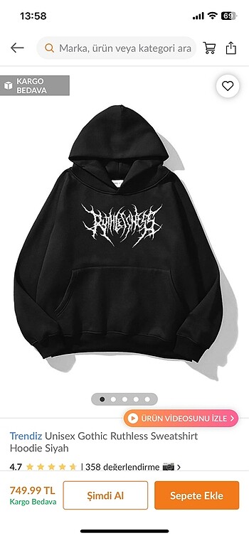 trendiz pamuklu gotik sweatshirt