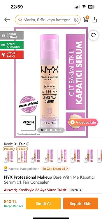 Nyx kapatıcı bare with me