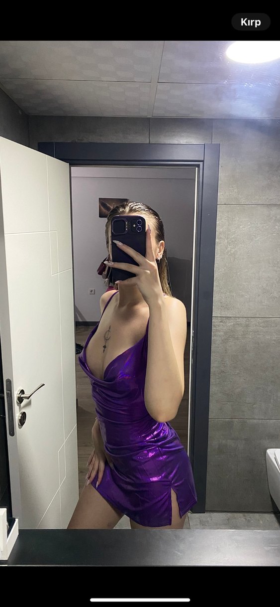 Parlak Mor Drapeli Mini Elbise - Görsel 4