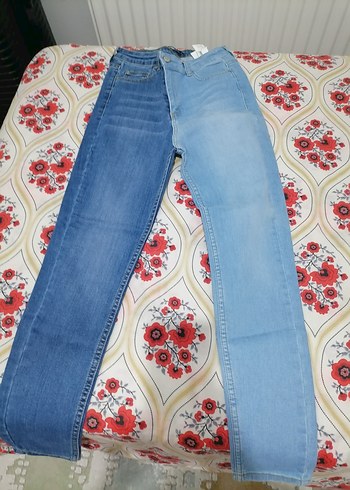 Kadın Bağlama Desenli Regular Fit Denim Pantolon