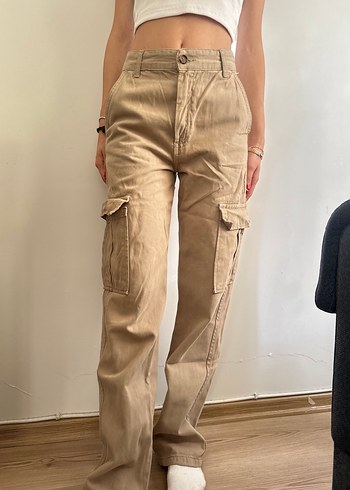 32 Beden Bej Rahat Kesim Kargo Jean