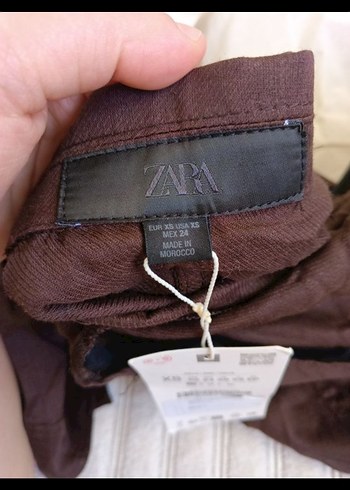 Zara Kahverengi Kısa Kollu Keten Kadın Ceket - Görsel 2