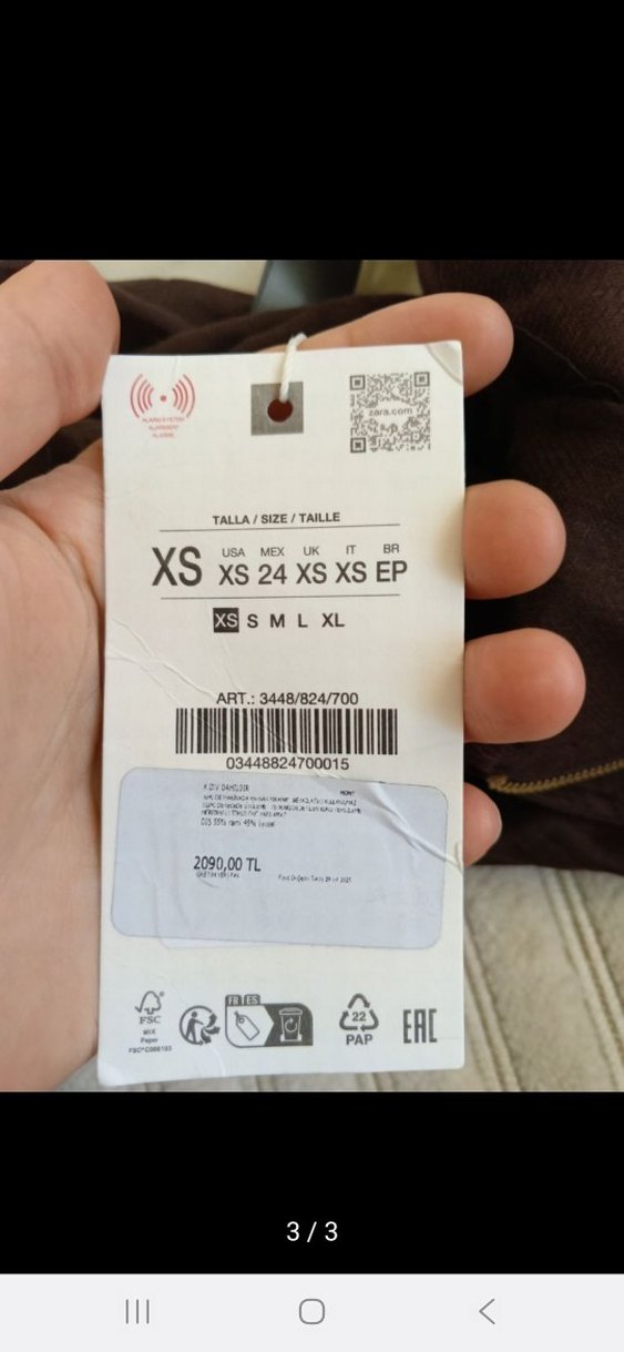 Zara Kahverengi Kısa Kollu Keten Kadın Ceket - Görsel 3