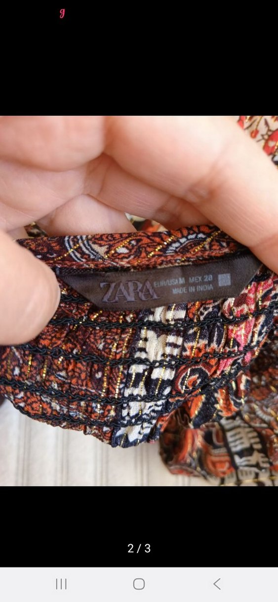 Zara Bohem Tarz Uzun Kollu V Yaka Kahverengi Gömlek - Görsel 2