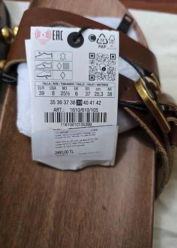 Zara Kahverengi Deri Kadın Terlik, Toka Detaylı - Görsel 2