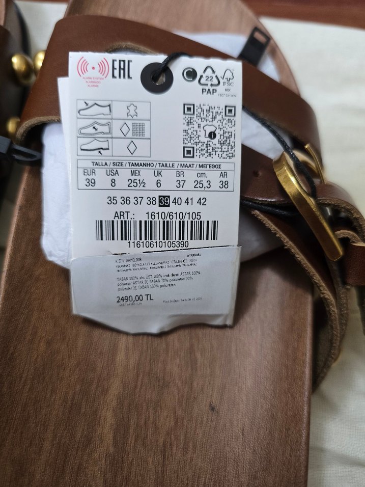 Zara Kahverengi Deri Kadın Terlik, Toka Detaylı - Görsel 2