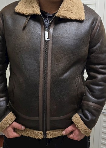 PELUŞ DETAYLI DERİ GÖRÜNÜMLÜ MONT - Görsel 5