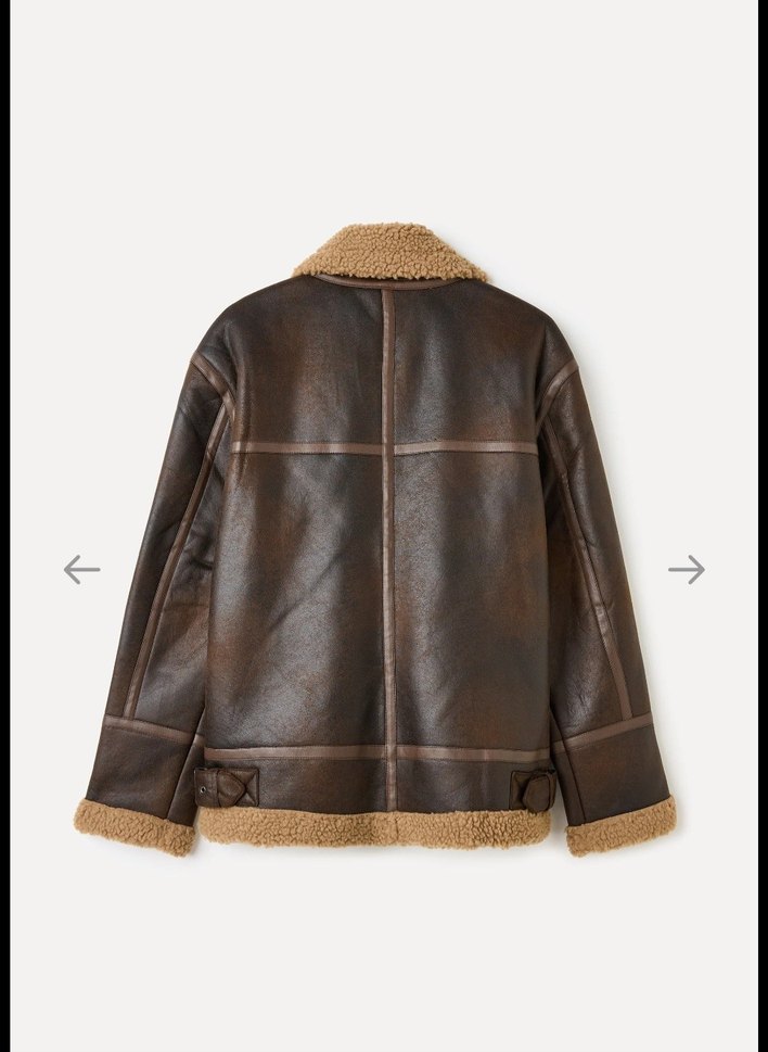 PELUŞ DETAYLI DERİ GÖRÜNÜMLÜ MONT - Görsel 4