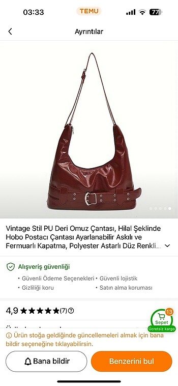 Vintage stil omuz cantası