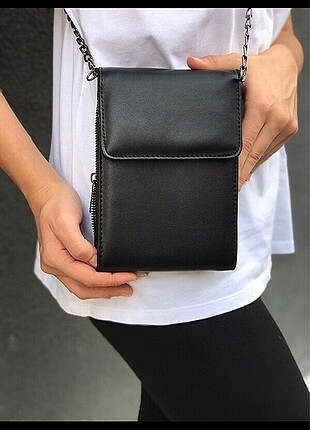 Siyah deri cüzdan çanta