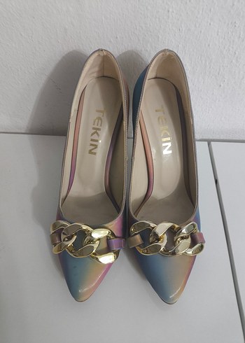 Renkli Bağlantılı Tokalı Topuklu Stiletto