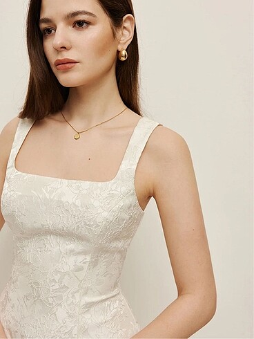 Desenli jakarlı mezuniyet nikah elbisesi - Görsel 7