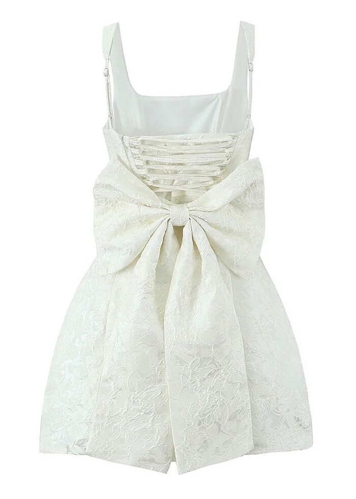 Desenli jakarlı mezuniyet nikah elbisesi - Görsel 2