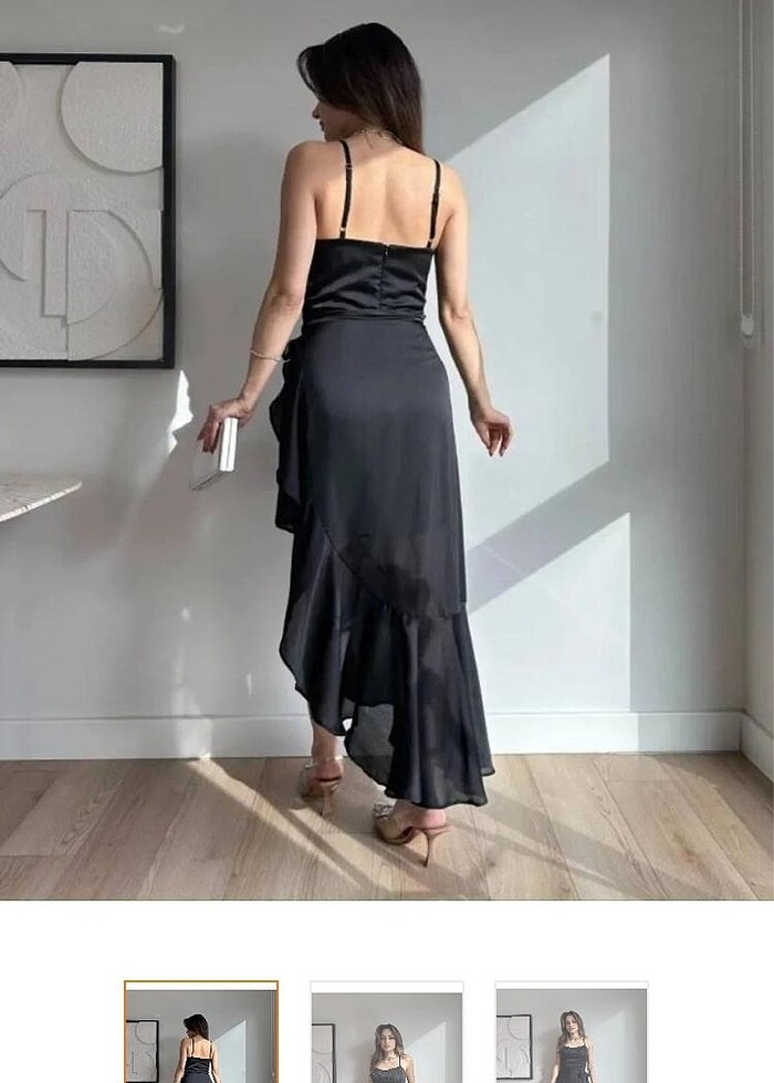 Siyah Volanlı Elbise - Görsel 2