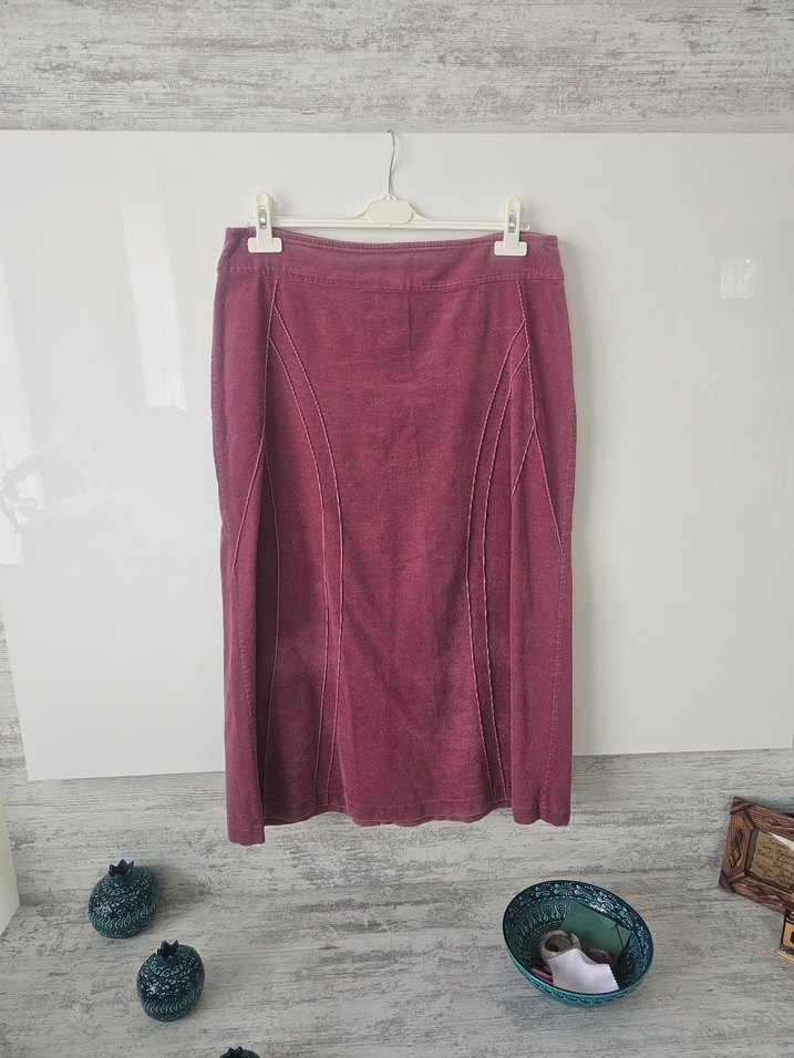 Pembe Keten Midi Etek ve Uzun Kollu Bluz - Görsel 5