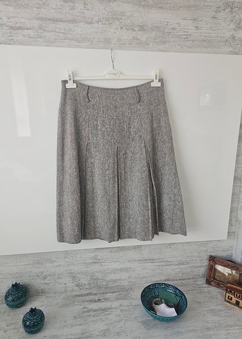 Gri Keten Pilili Mini Hamile Eteği - Görsel 8