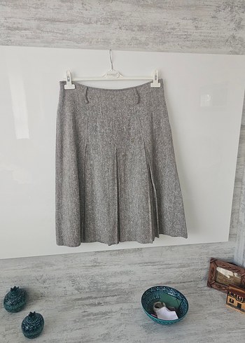 Gri Keten Pilili Mini Hamile Eteği - Görsel 6