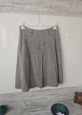 Gri Keten Pilili Mini Hamile Eteği - Görsel 2