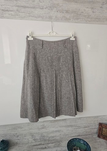 Gri Keten Pilili Mini Hamile Eteği - Görsel 5