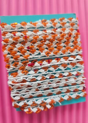 Boncuk Detaylı Renkli Örgü Bohem boncuk  oyasi   antika - Görsel 4