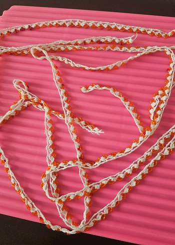 Boncuk Detaylı Renkli Örgü Bohem boncuk  oyasi   antika - Görsel 5