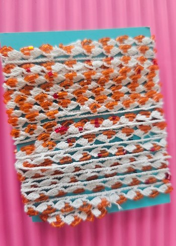 Boncuk Detaylı Renkli Örgü Bohem boncuk  oyasi   antika - Görsel 2