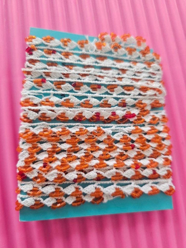 Boncuk Detaylı Renkli Örgü Bohem boncuk  oyasi   antika - Görsel 3