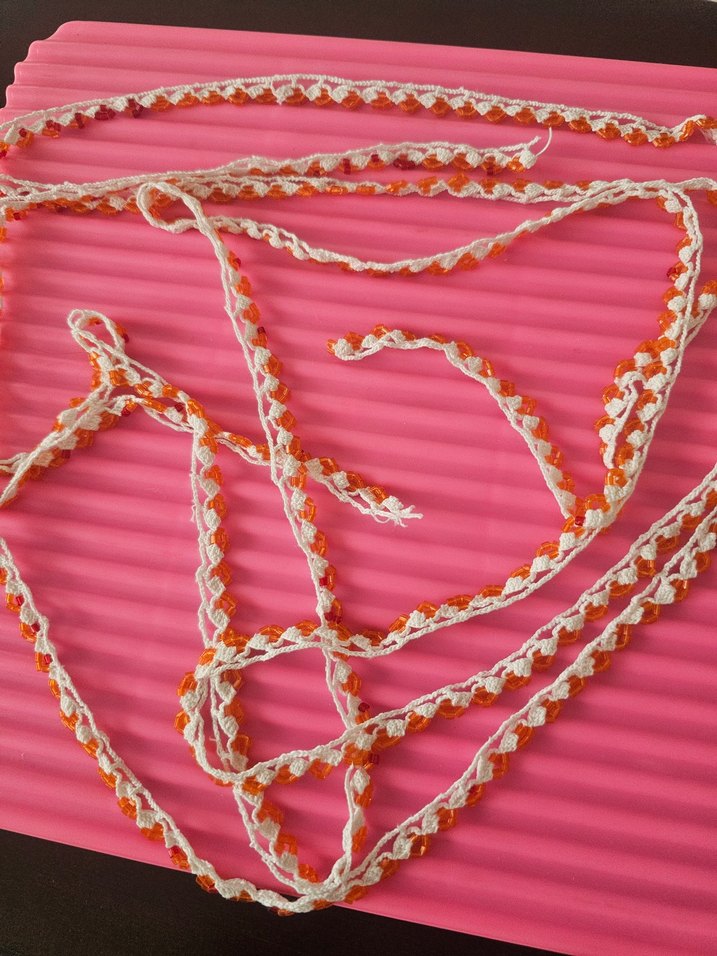 Boncuk Detaylı Renkli Örgü Bohem boncuk  oyasi   antika - Görsel 5