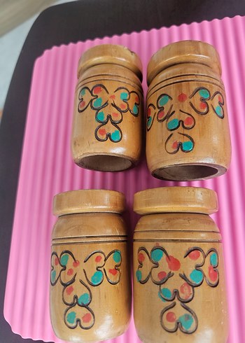 Renkli Desenli Ahşap baharat takımı - Görsel 14