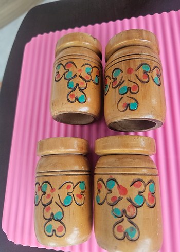 Renkli Desenli Ahşap baharat takımı - Görsel 9