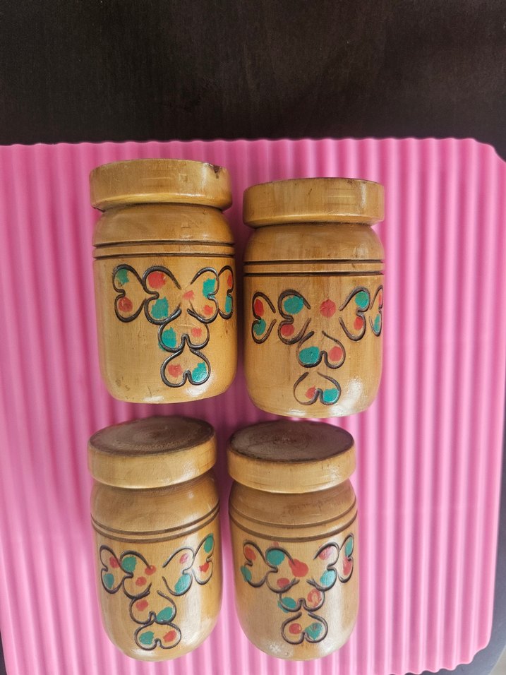 Renkli Desenli Ahşap baharat takımı - Görsel 2