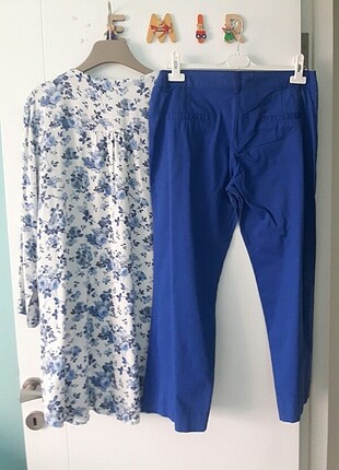 xxl Beden Tunik pantolon # mavi çiçekli tunik ve pantolon 