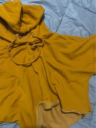 H&M hardal rengi crop sweatshirt
