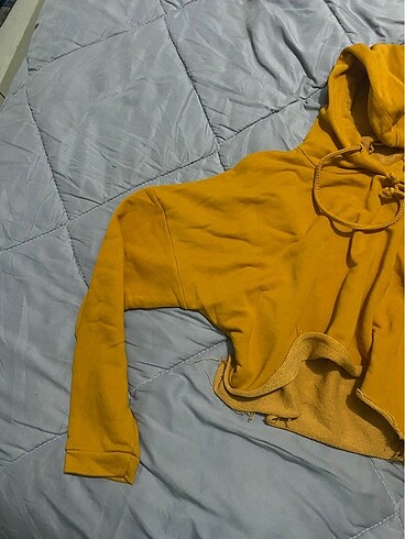 l Beden hardal rengi crop sweatshirt