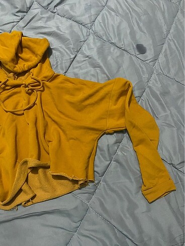 l Beden altın Renk hardal rengi crop sweatshirt