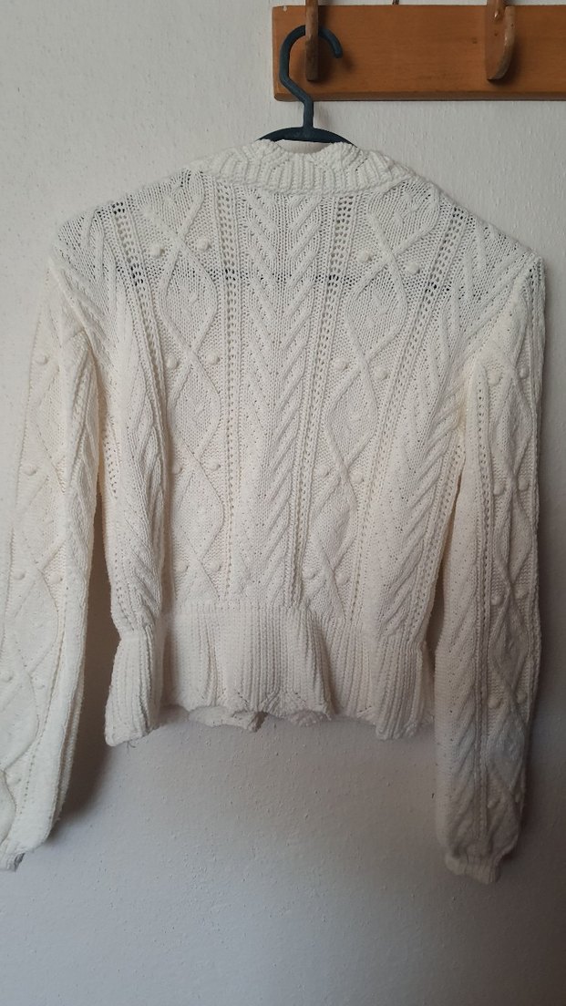 Bohem Tarzı Beyaz Örgü Kadın Kazak - Görsel 4