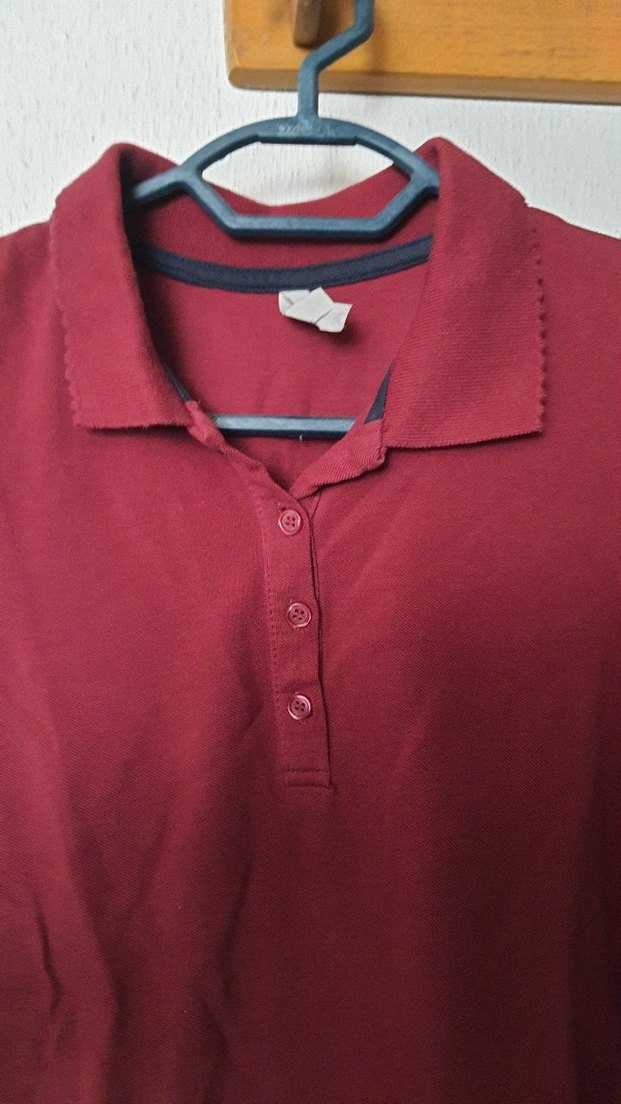 Bordo Polo Yaka Kısa Kollu Tişört - Görsel 2