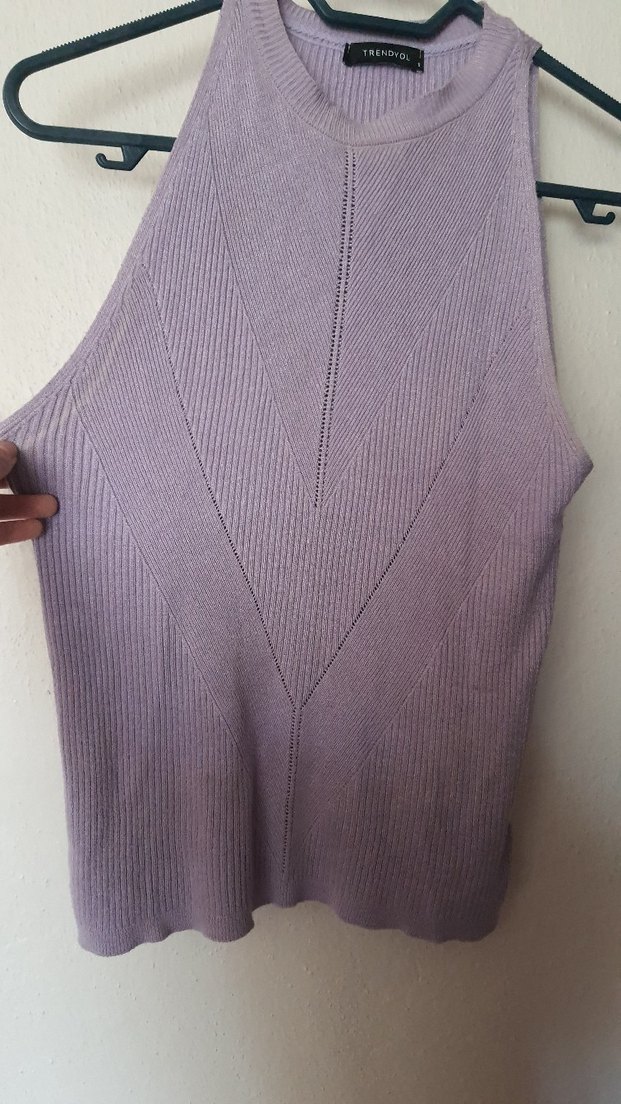 Mor Kolsuz Boğazlı Triko Kadın Askılı - Görsel 2